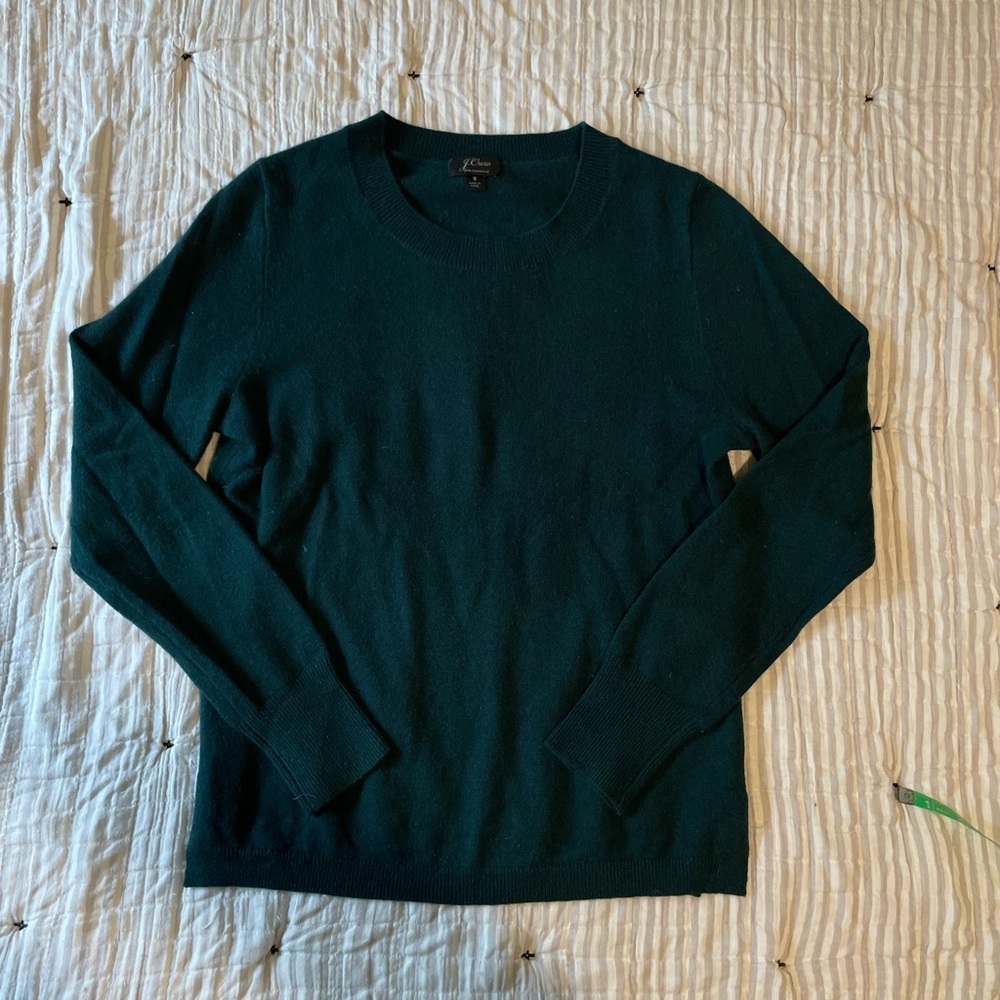 J Crew cashmere long sleeve crew neck sweater green small
